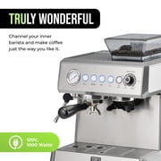 TRU All-in-One Espresso Maker with Grinder & Steam Wand - Premium Espresso Machine with Built-In Coffee Grinder - 15 Bar Pressure Pump - Adjustable Steam Controls & Cup Warmer