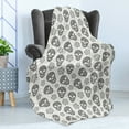 thumbnail image 4 of Skull Soft Flannel Fleece Blanket, Abstract Floral Skulls Daisies Hearts Circles Illustration Vintage Style Print, Cozy Plush for Indoor and Outdoor Use, 50" x 70", White and Black, by Ambesonne, 4 of 5