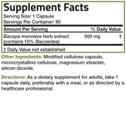Bronson Bacopa Monnieri Extract 500 mg - Non GMO, Gluten Free, Soy Free, 90 Vegetarian Capsules