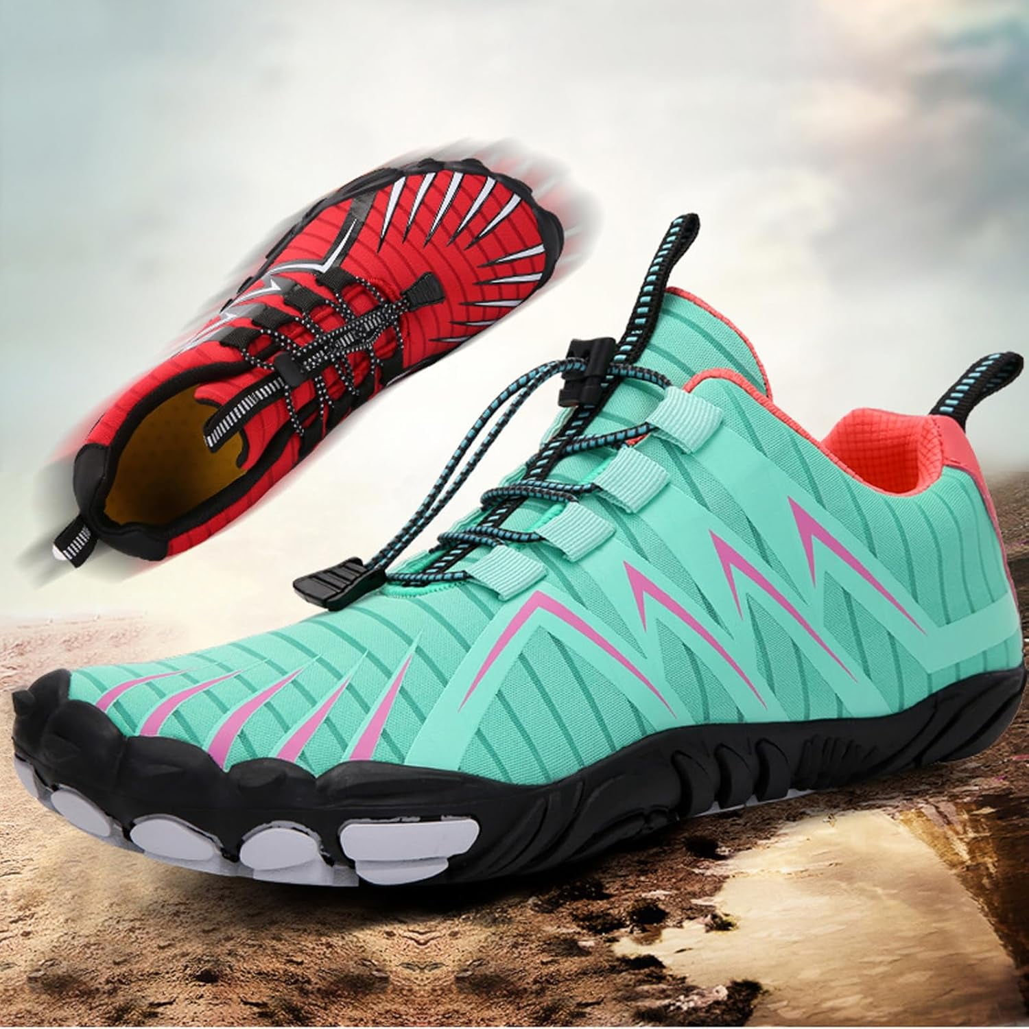 Barefoot Shoes for Men & Women - Waterproof Grounding Trail Runners, Wide Toe Box Non-Slip for Hiking Yoga Outdoor Activities