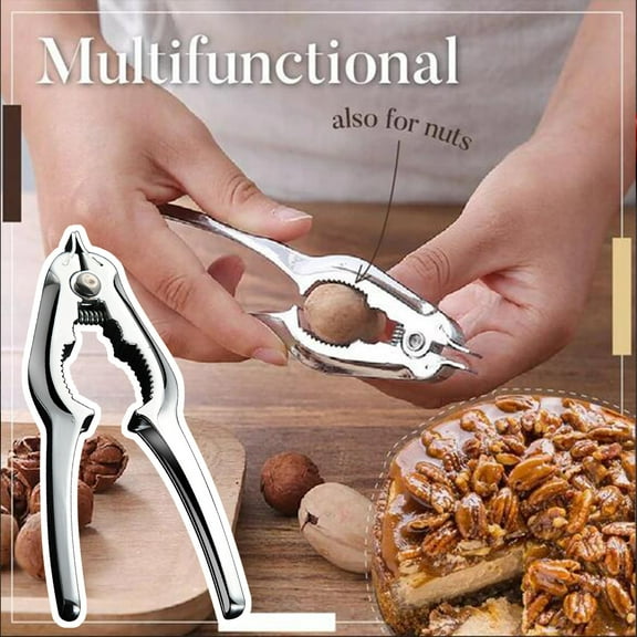 Stainless Steel Seafood & Nut Cracker Tool | Multifunctional Shell Opener for Clams Crabs Oysters Walnuts | Non-Slip Kitchen Pliers with Easy Grip Handle | Dishwasher Safe Household Gadget