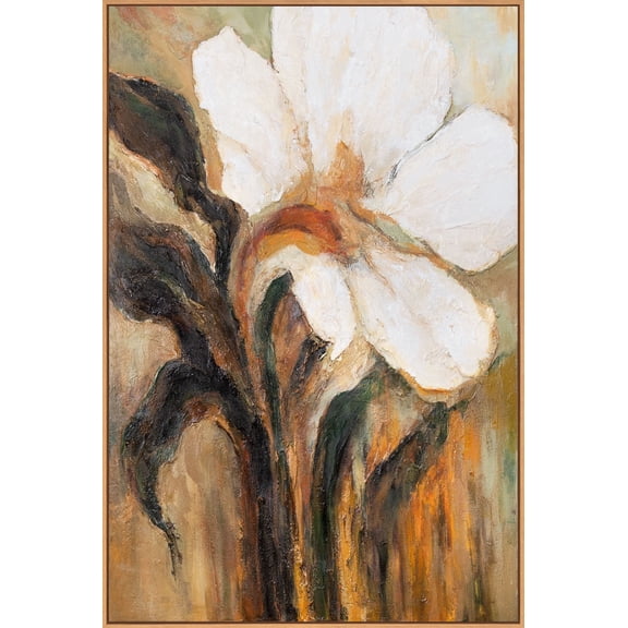 YS-Art Warm Color Original Hand-Painted 3D Textured Wall Art, Vertical Abstract Canvas, Beige Frame, 48x32 in