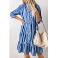 thumbnail image 3 of POGLIP Robe Midi en Denim Bleu Ciel à Volants Boutons Complets pour Femmes, 3 of 6