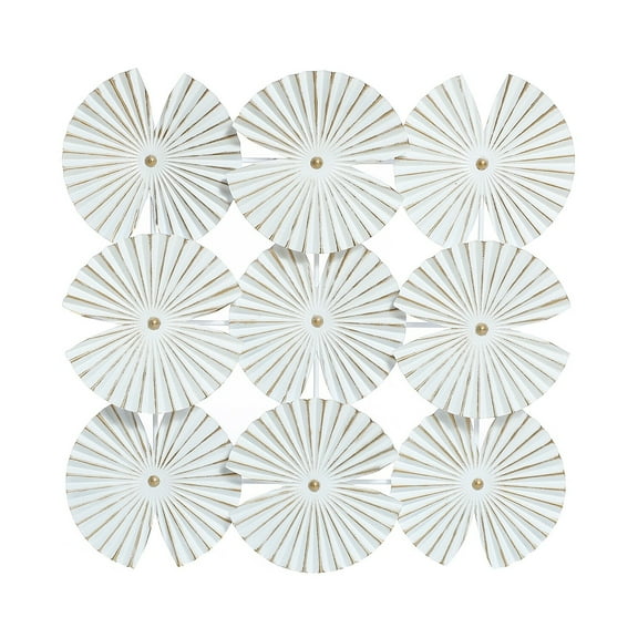 LuxenHome Modern Iron Metal Seashell Wall Decor in White and Gold