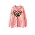 thumbnail image 1 of Mialoley Hoodie pour Femmes, Sweat à Capuche à Manches Longues Imprimé Cœur Léopard Veste Décontractée avec Poches, 1 of 2