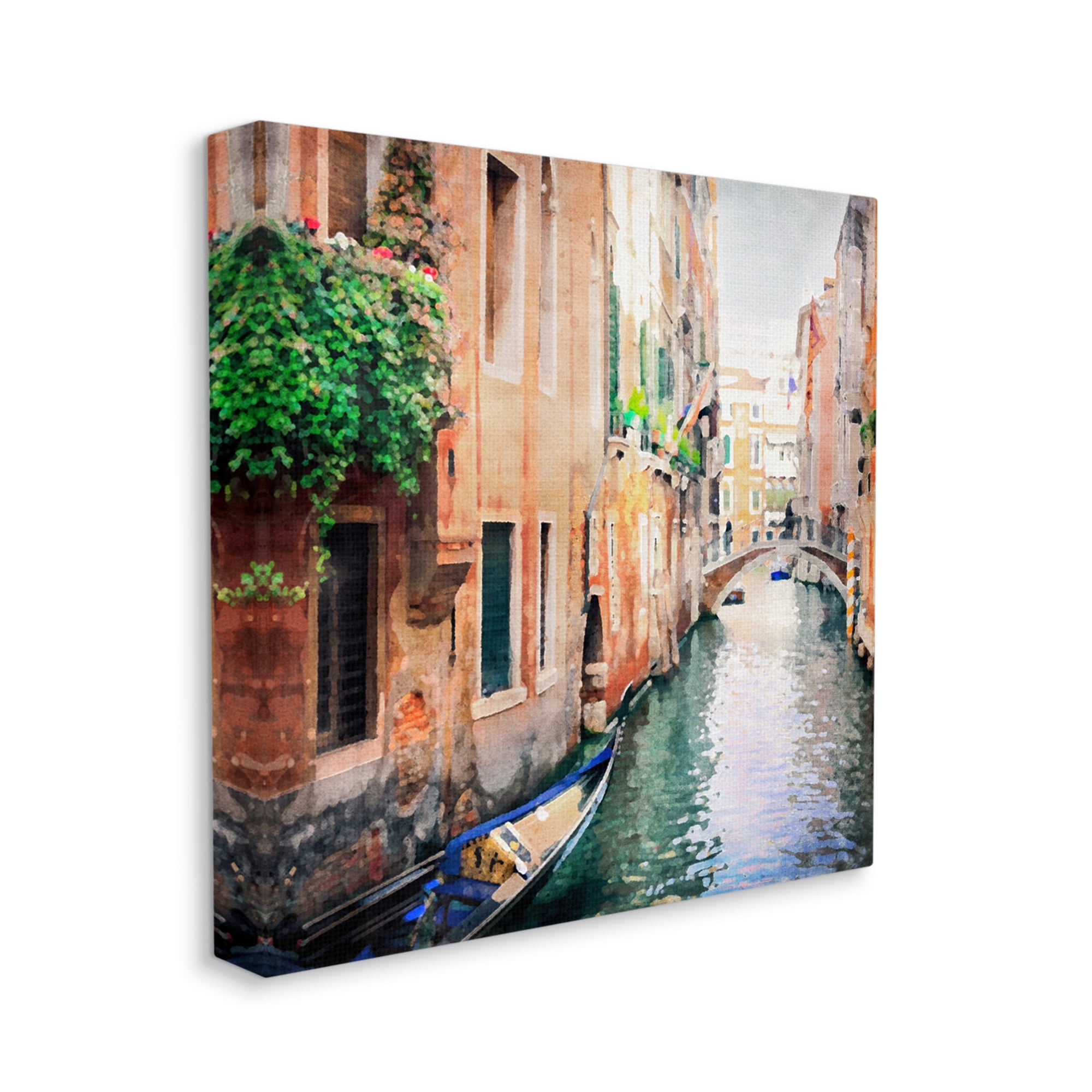 Stupell Industries Gondola in Canal Travel & Places Painting Gallery Wrapped Canvas Print Wall Art, 17 x 17