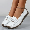 thumbnail image 4 of Hinvhai Women's Comfort Leather Loafers Casual Wild Driving Flats Anti-Collision Moccasins Soft Daily Walking Shoes White 9.5(43), 4 of 7