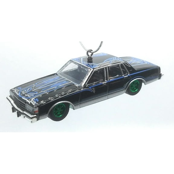 Christmas Ornament for 1987 Chevy Caprice Black Blue Lowrider Green Rims Ltd Ed