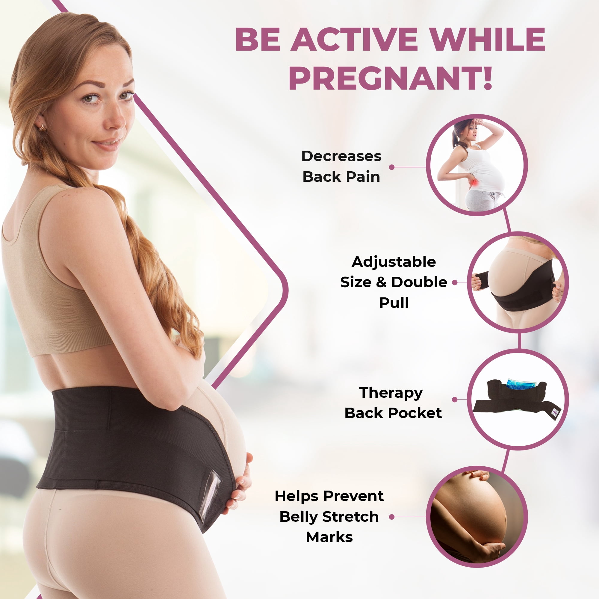 GABRIALLA Elastic Pregnancy Belly Band for Pregnant Women, Adjustable Maternity Belt, MS-96 (Black, Medium)