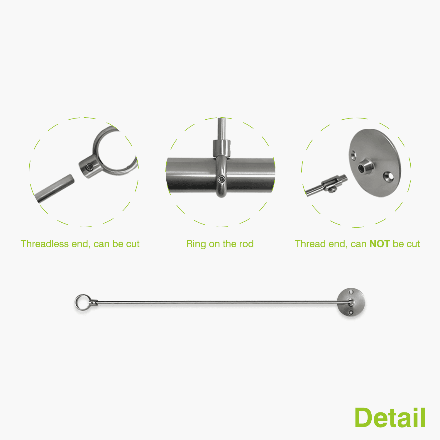 Naiture 48" Swivel Stainless Steel Shower Curtain Rod Ceiling Support with 1'' Loop, Brushed Nickel Finish