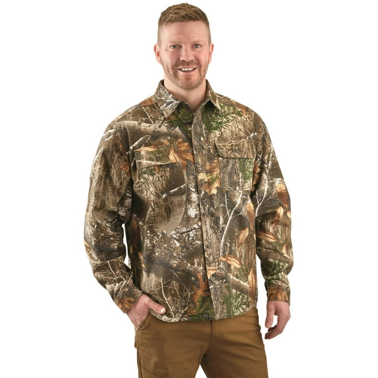 Guide Gear Camo Shirts for Men, Button Up Shirts Long Sleeve Camouflage for  Hunting