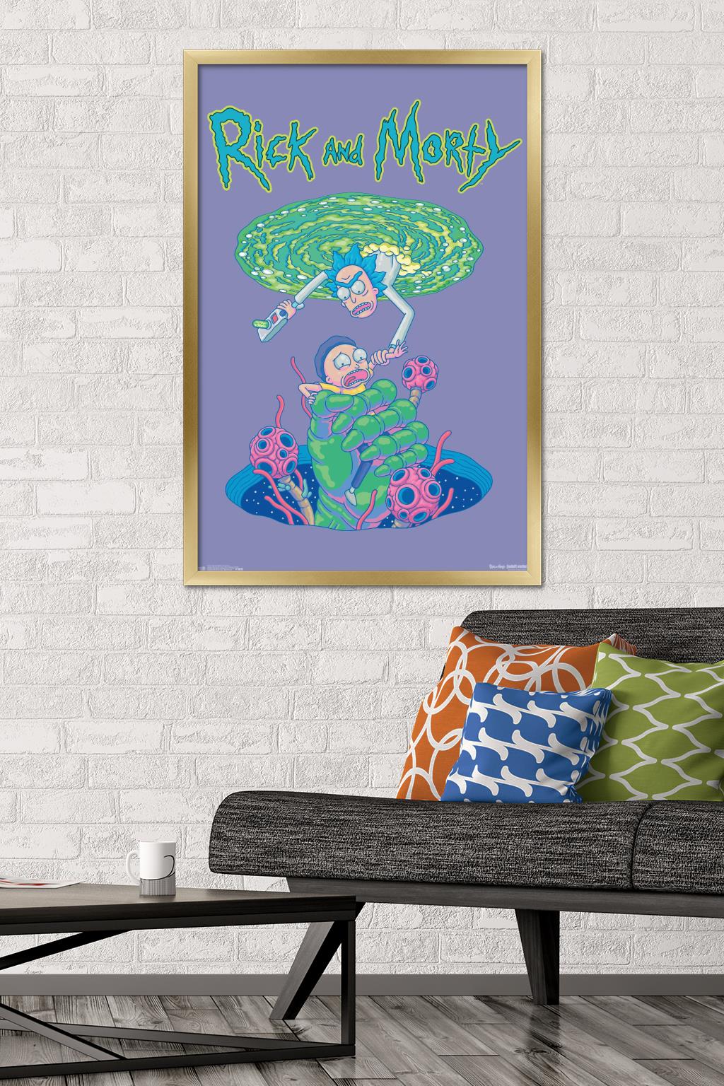 Rick And Morty - Portal Fall Wall Poster, 22.375" x 34", Framed