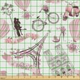 thumbnail image 2 of Ambesonne Eiffel Tower Fabric by the Yard Upholstery, Paris Honeymoon, 2 Yards, Pale Pink White, 2 of 5