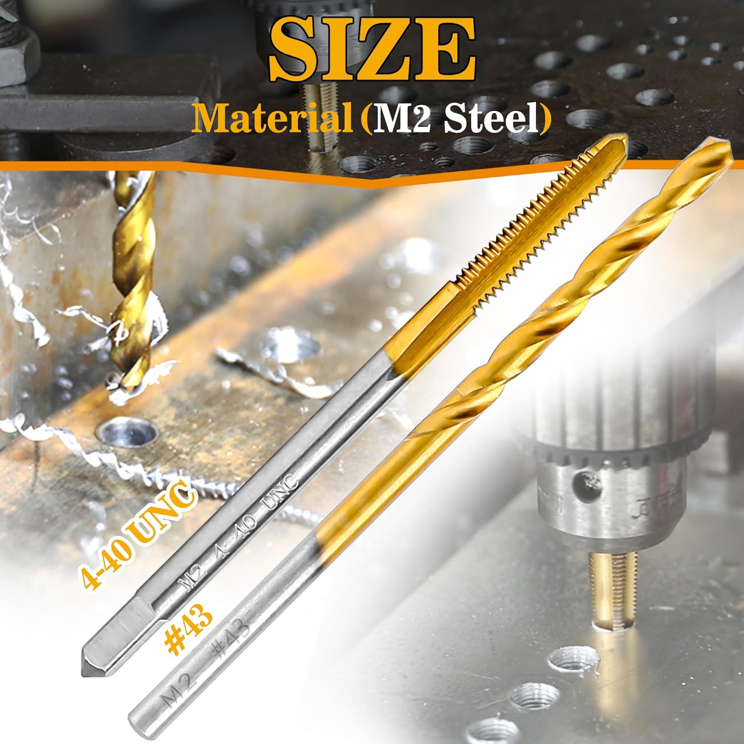 FRKSMD-4-40 UNC Tap and #43 Drill Bit Kit, M2 HSS Drill and Tap Set, Combination of Drill and Tap Kit for Metal