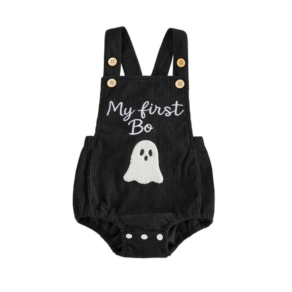 RMGVDSD My First Halloween Baby Boy Girl Outfit Bodysuit Sleeveless Ghost Embroidered Romper Overalls Cute Clothes 6-12 Months