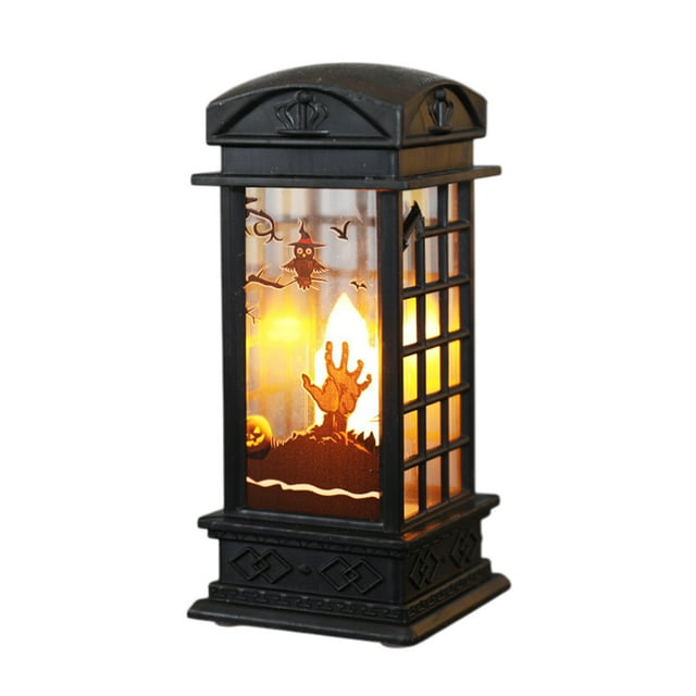 E Mini Halloween Led Lantern With Handle Battery Operated Portable Light For Halloween Decor Indoor Outdoor Party Decorations Table Centerpiece Decor Includes 3 Batteries 63G