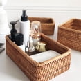 thumbnail image 3 of PENGXIANG 2X Hand-Woven Rectangular Rattan Wicker Basket Fruit Tea Snack Bread Picnic Cosmetic Box Kitchen Household Tools-L, 3 of 8