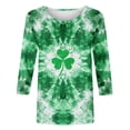 thumbnail image 2 of Craaazy Ladies' Round Neck 3/4 Sleeve T-shirt Loose Holiday Long Sleeved Tops Gifts, 2 of 5