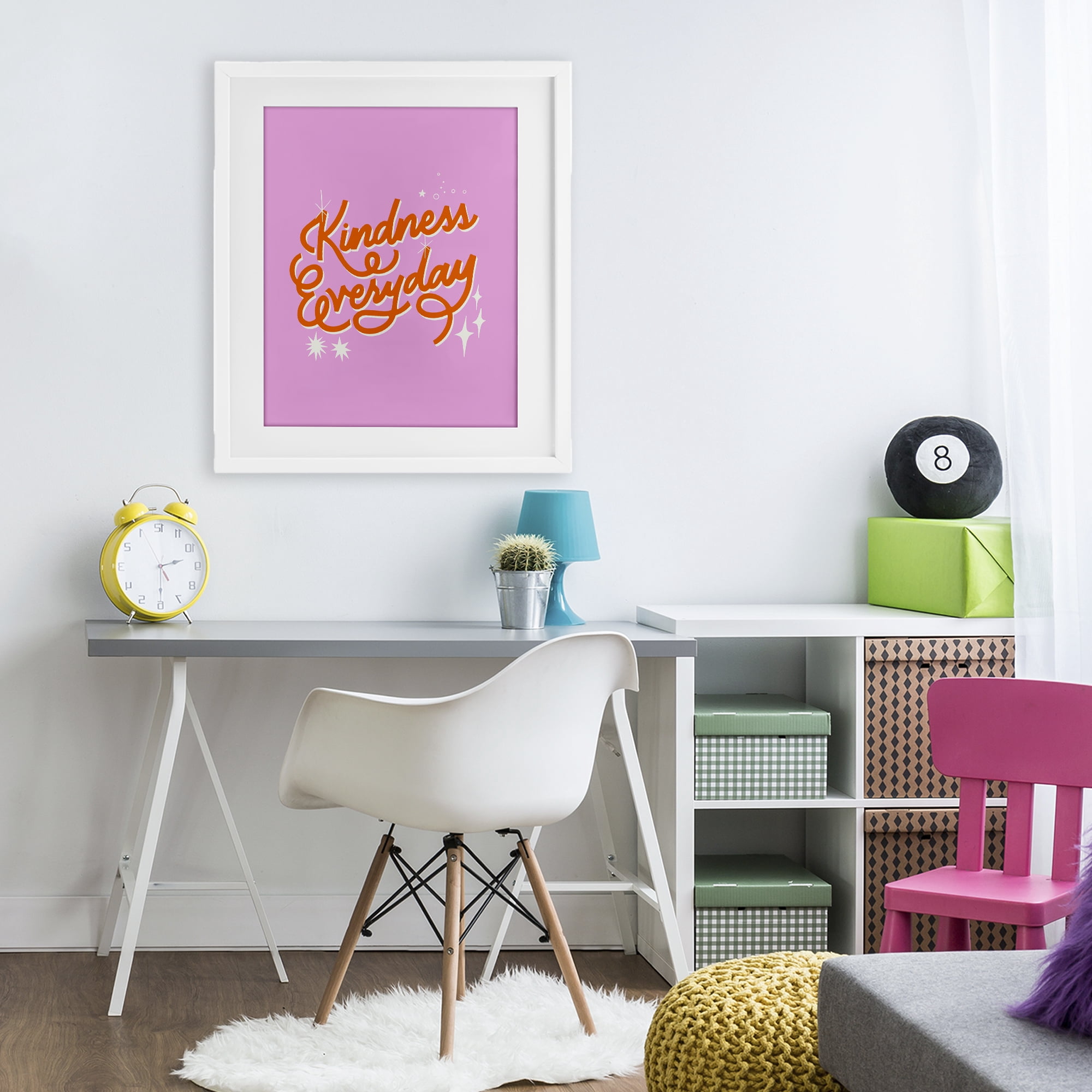 Stupell Industries Cursive Kindness Everyday White Framed Print Under Glass, design by Indira Prieto | IndySign
