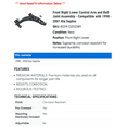 thumbnail image 2 of Front Right Lower Control Arm and Ball Joint Assembly - Compatible with 1998 - 2001 Kia Sephia 1999 2000, 2 of 2