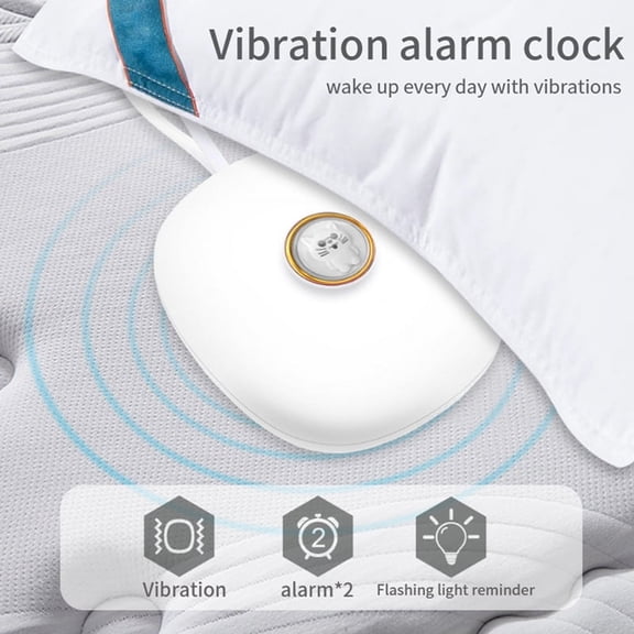 Mute Vibrating Alarm Clock Under Pillow Bed Shaker Snooze Light Reminder Non Disturbing Silent Clock White Battery Operated-