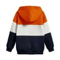 thumbnail image 3 of MELDVDIB Mens Knit Hoodies Fashion Casual Color Block Oversized Hooded Sweatshirts Fall Winter Long Sleeve Pullover Tops Orange L, 3 of 3