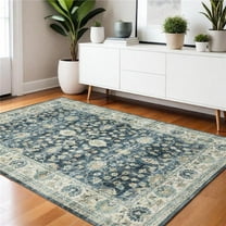 HomeRoots 574704 4 x 6 ft. Oriental Distressed Rectangle Area Rug, Blue & Ivory