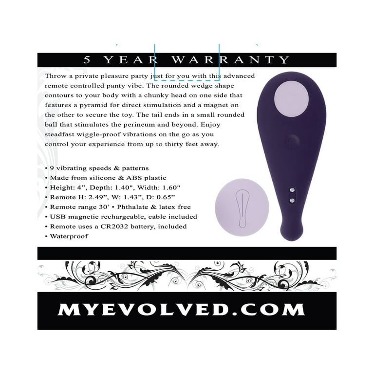 Evolved Panty Party Rechargeable Silicone Panty Vibrator with Remote Control, Purple - Walmart.com Evolved Panty Party Rechargeable Silicone Panty Vibrator with Remote Control, Purple - Walmart.com