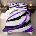 thumbnail image 2 of Erosebridal Modern Abstract Quilt King, Ombre Brush Strokes King Coverlet Set, Black White Purple, Reversible 3pcs 1 Bedspread and 2 Pillowcases, 2 of 7