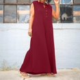 thumbnail image 4 of Vedolay Petite Jumpsuits For Women Womens Casual Sleeveless Jumpsuits Spaghetti Strap Loose Romper Long Pants,Red M, 4 of 5