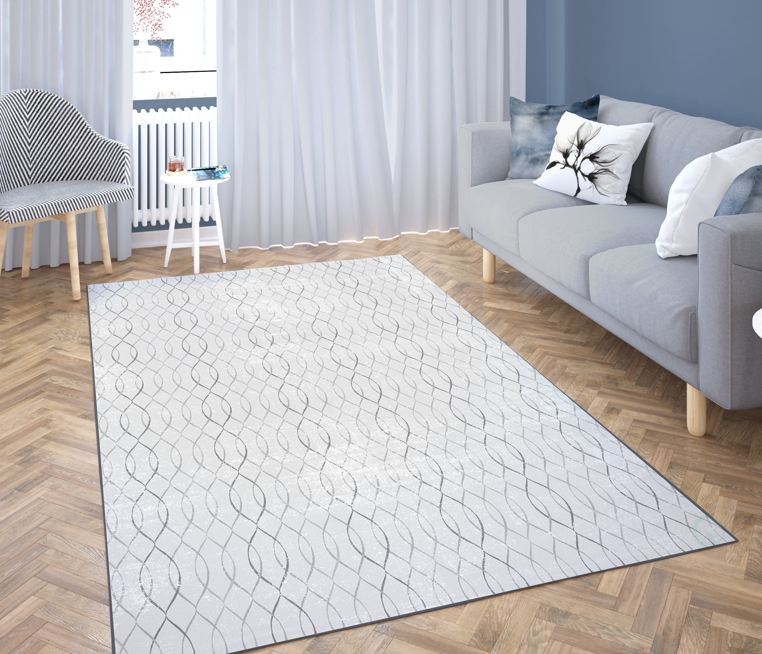 Deerlux Modern Living Room Area Rug with Nonslip Backing, Geometric
