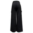 thumbnail image 3 of Womens Wide Leg Cargo Pants High Waist Pleated Solid Color Business Casual Loose Trousers with Pockets,Black 1,XL, 3 of 4