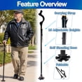 thumbnail image 3 of Posture Walking Cane - Walking Stick For Balance For Men & Women - Seniors - Lightweight, 10 Adjustable Heights, Portable & Self-Standing Mobility Aid - Red, 3 of 7