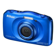 Angle View: Nikon Coolpix S33 - Digital camera - compact - 13.2 MP - 1080p - 3 x optical zoom - underwater up to 30ft - blue
