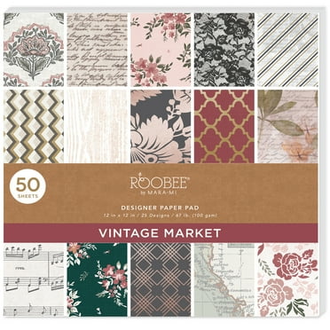 Roobee by Mara Mi Multicolor Vintage Market Paper Pad, 50 Sheets, 25 Designs