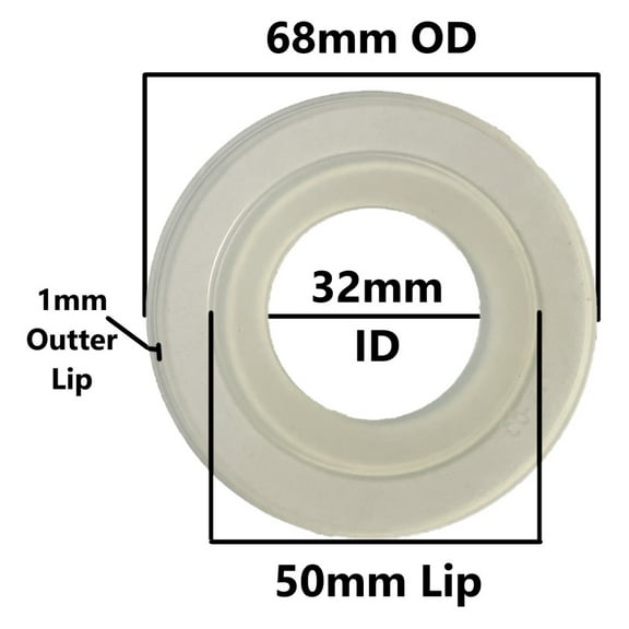 Flush Valve Silicone Seal (68mm OD, 32 mm ID, 50mm Lip) (2-11/16-inch OD, 1-1/4-inch ID, 1-15/16-inch Lip)