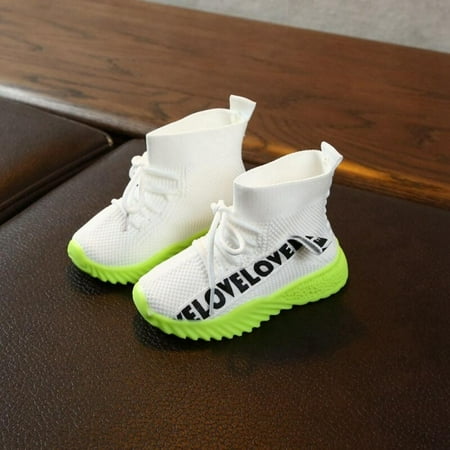 

Clearance Sale Baby Boys Girls Breathable Anti-Slip Letter Print Shoes Sneakers Toddler Soft Soled Lace-Up First Walkers