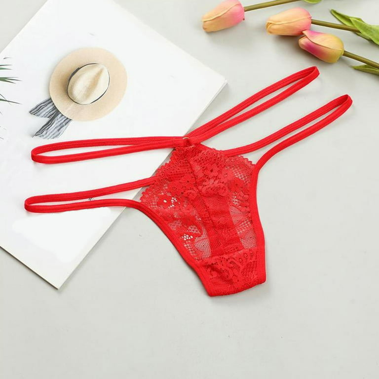 Aayomet Women Panties Thong Women's Underpants Hollow Lace Transparent  Underwear Thongs Low Waist G String,C M