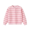 thumbnail image 2 of Girls Striped Cardigan Pink Knit Button-Front Sweater for Kids Little Girls Ages 3-7 Lightweight,Size 3-4 T, 2 of 6