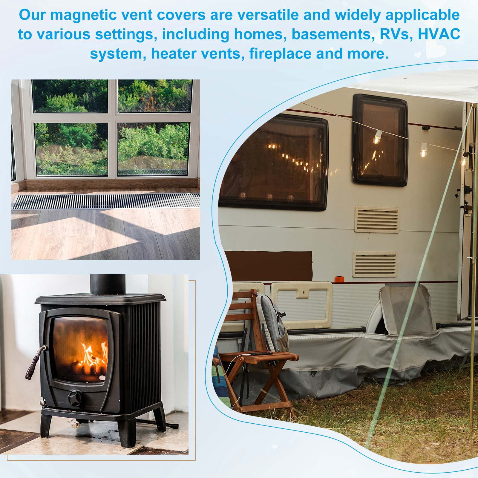 Magnetic Vent Covers, Air Vent Covers Standard Air Register Cap for Wall Floor Ceiling HVAC Fireplace Furnace 79" x 4"