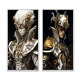 thumbnail image 2 of Designart "Sci-Fi Portrait White & Gold Cyborg Soldier III" Robot Framed Wall Art Set Of 2 - Modern Gold Framed Canvas Set For Living Room Decor, 2 of 6
