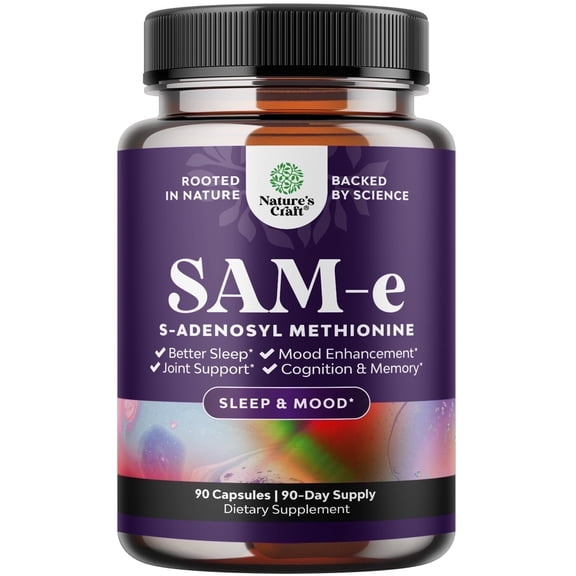 Natures Craft Pure Sam-E S-Adenosyl Methionine – Brain Supplement for Memory and Focus 90 Capsules