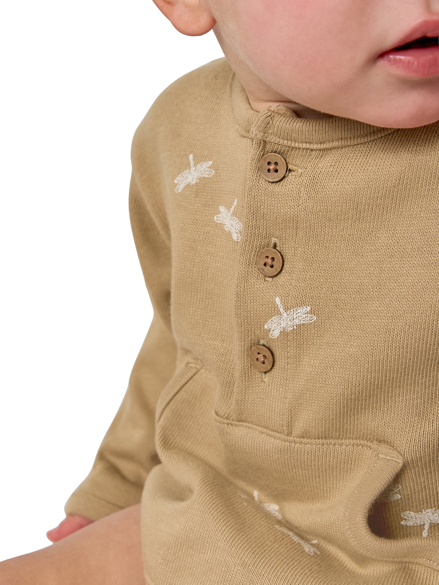 Modern Moments by Gerber Baby Boy Henley Dumpling Romper with Kanga Pocket, Sizes 0/3 Months - 24 Months