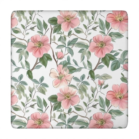 Pioneer Flower Floral Print Pattern Square Fitted Tablecloth with Elastic Edge,Square Table Cover,Washable Elastic Table Cover for Home Kitchen Party Decor 34"x34"