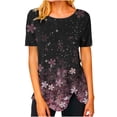 thumbnail image 2 of SMihono Hauts pour Femmes Été Mode Décontractée Femme Blouse à Col Rond Imprimée Manches Courtes T-Shirt Été Hauts T-Shirt Oversize pour Femmes, 2 of 4