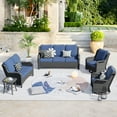 thumbnail image 6 of Ovios 5 Pieces Outdoor Patio Furniture with Swivel Chairs Wicker Patio Sectional Sofa with Loveseat for Backyard, 6 of 6