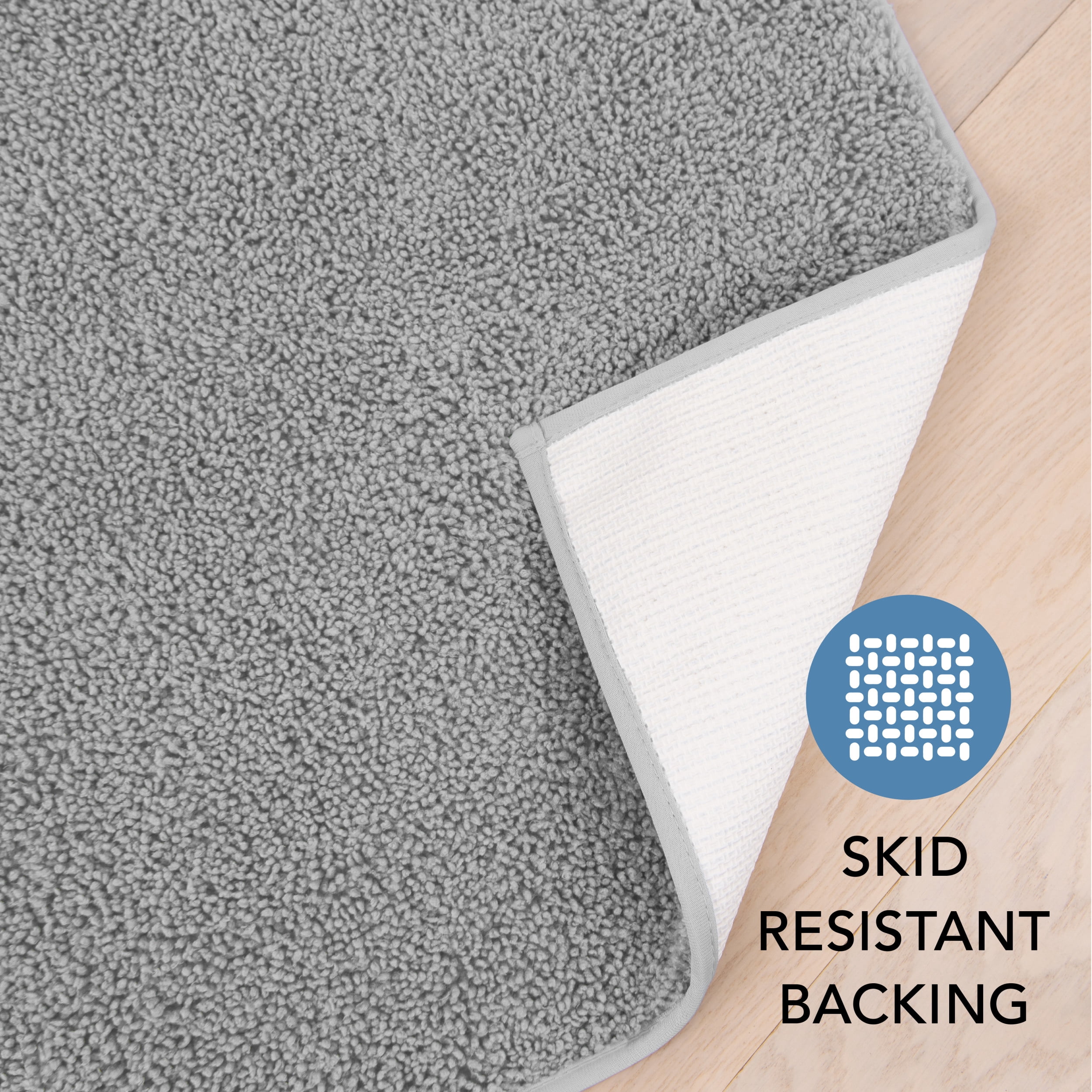 Mainstays 2-Piece Super Soft Polyester Bath Rug Set, Soft Silver