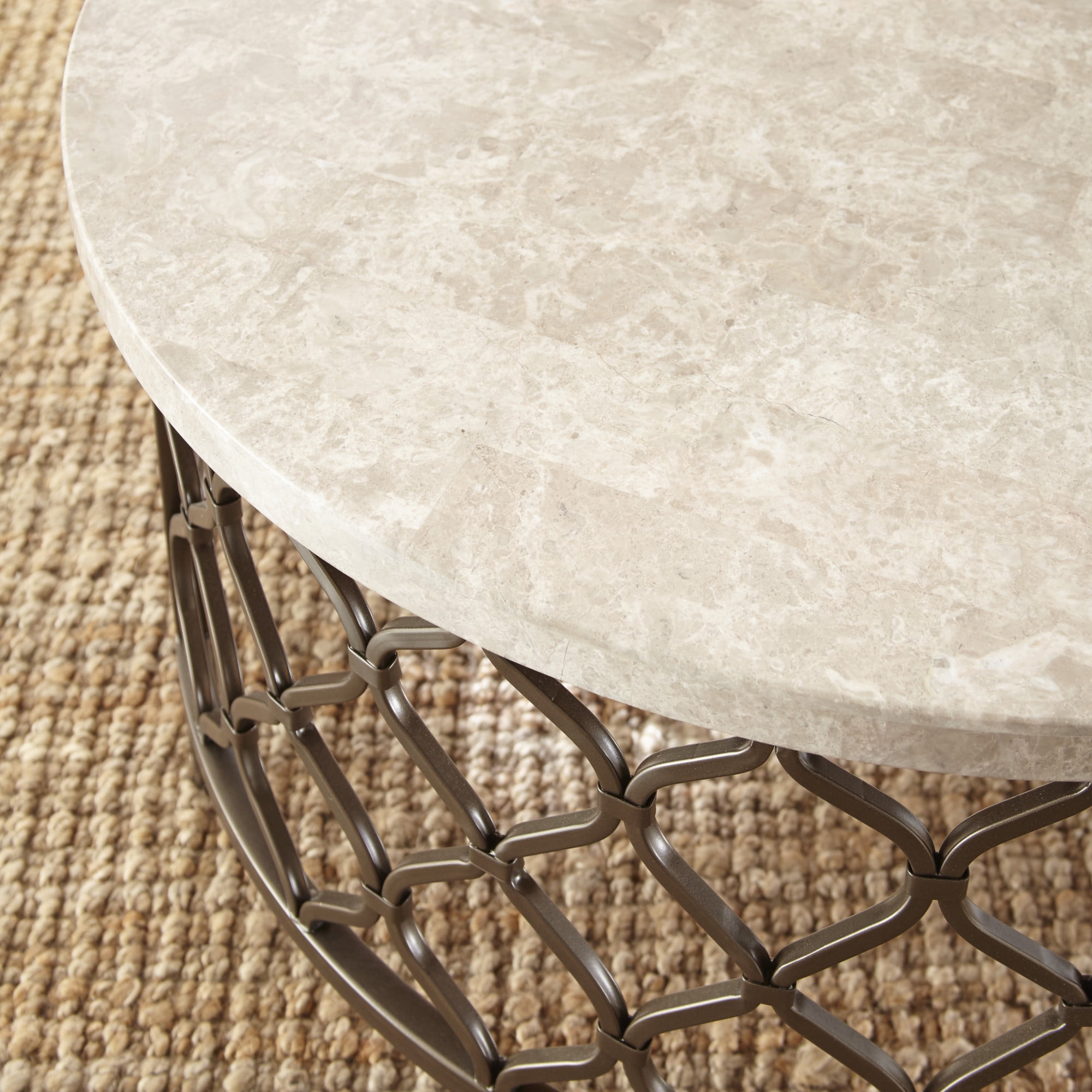 Steve Silver Roland Marble Top 36 inch Round Coffee Table