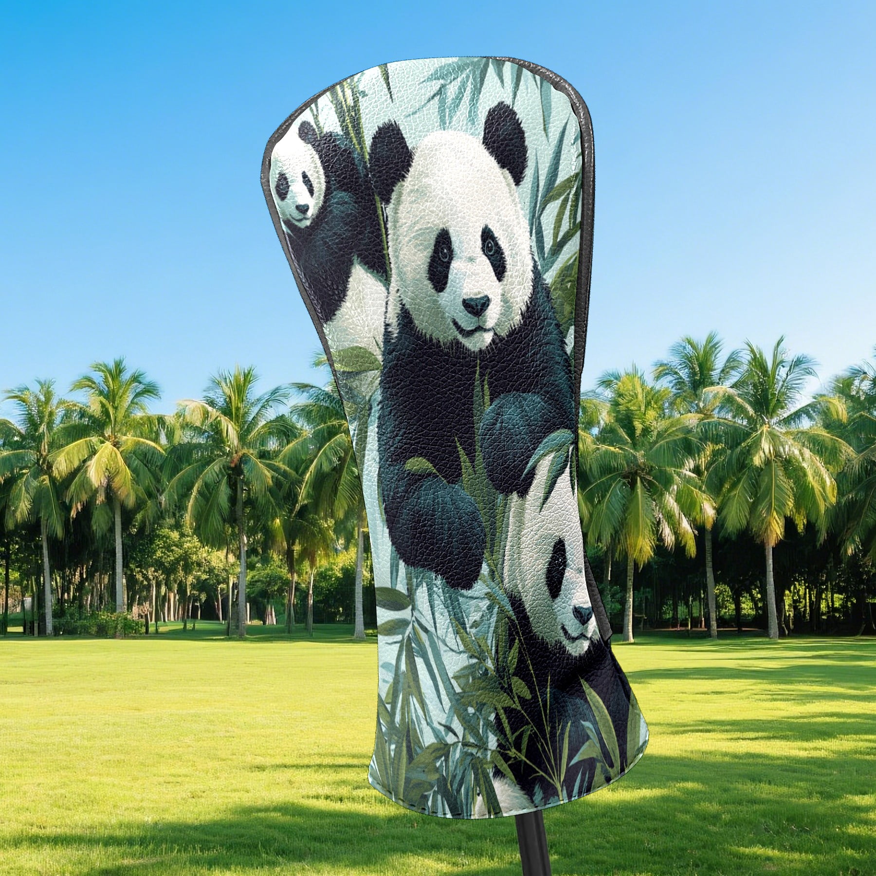 Golf Club Covers PU Leather Waterproof Head Covers for Fairway Woods Hybrids Panda Unisex Fits Most Brands