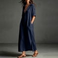 thumbnail image 6 of Women's V Neck Maxi Dress, Elegant Collared Boyfriend Tunic Dress, Solid Color Loose Kaftan Lounge Dress for Travel and Office, 6 of 6